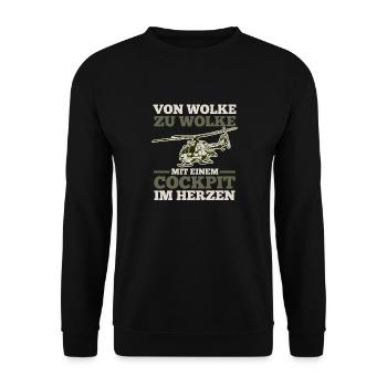 Pilot Fliegen Flieger Helikopter Hubschrauber - Unisex Pullover - Schwarz - Vorne - Alina (178cm) & Michal (187cm)