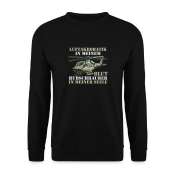 Pilot Helikopter Hubschrauber - Unisex Pullover - Schwarz - Vorne - Alina (178cm) & Michal (187cm)