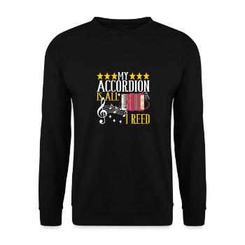 Akkordeon Instrument Akkordeonspieler - Unisex Pullover - Schwarz - Vorne - Alina (178cm) & Michal (187cm)