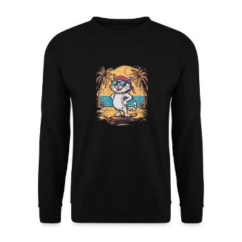 Skate Cat - Cute and Cool Kitten - Unisex Sweatshirt - black - Front - Alina (178cm) & Michal (187cm)