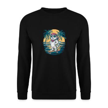 Skate Cat - Cute and Cool Kitten - Unisex Sweatshirt - black - Front - Alina (178cm) & Michal (187cm)