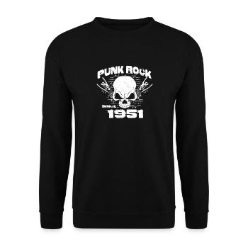73. Geburtstag - Punkrock seit 1951 Skull Rock - Unisex Pullover - Schwarz - Vorne - Alina (178cm) & Michal (187cm)