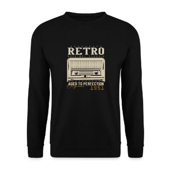 Retro 1951 Geburtstagsgeschenk 1951 Jahrgang 1951 - Unisex Pullover - Schwarz - Vorne - Alina (178cm) & Michal (187cm)