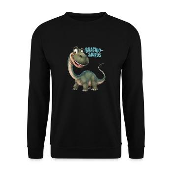 DINOSAURES, BRACHIO SAURUS - Sweat-shirt Unisexe - noir - Devant - Alina (178cm) & Michal (187cm)