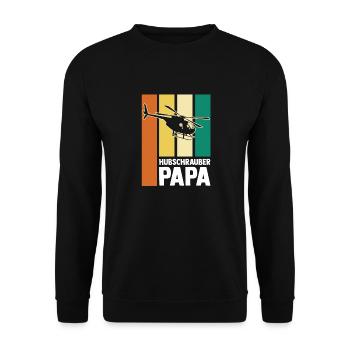 Papa Vater Vatertag Pilot Helikopter Hubschrauber - Unisex Pullover - Schwarz - Vorne - Alina (178cm) & Michal (187cm)