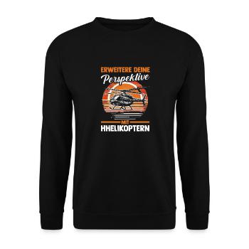 Pilot Hubschrauber Helikopter - Unisex Pullover - Schwarz - Vorne - Alina (178cm) & Michal (187cm)