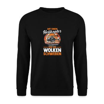 Pilot Hubschrauber Helikopter - Unisex Pullover - Schwarz - Vorne - Alina (178cm) & Michal (187cm)