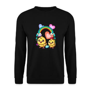 Rainbow Chickens Chick Chicken Heart Spring Child - Unisex Sweatshirt - black - Front - Alina (178cm) & Michal (187cm)