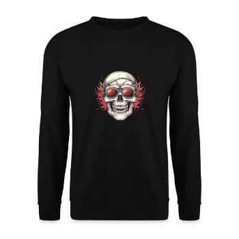Skull With Sunglasses and Flames Illustration - Unisex Sweatshirt - black - Front - Alina (178cm) & Michal (187cm)