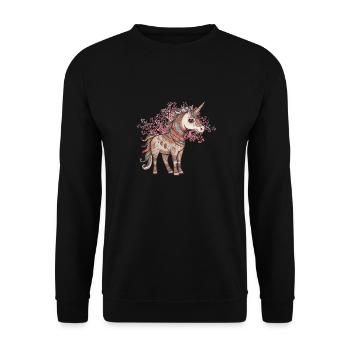 Einhörner Einhorn Schamane Natur Wald indianisch - Unisex Pullover - Schwarz - Vorne - Alina (178cm) & Michal (187cm)