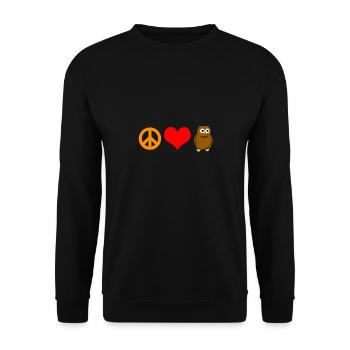 Peace Love Owls Predator Bird Lover Nocturnal Cool - Unisex Sweatshirt - black - Front - Alina (178cm) & Michal (187cm)