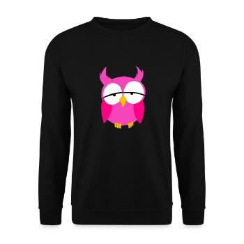 Pink Girl Owl Cartoon Nocturnal Predator Birds - Unisex Sweatshirt - black - Front - Alina (178cm) & Michal (187cm)