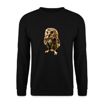 Baby Owl Cute Big Eyes Nocturnal Bird Predator - Unisex Sweatshirt - black - Front - Alina (178cm) & Michal (187cm)