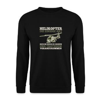 Pilot Hubschrauber Helikopter - Unisex Pullover - Schwarz - Vorne - Alina (178cm) & Michal (187cm)