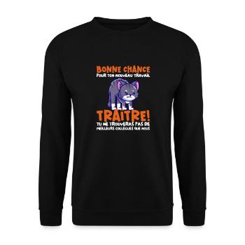 Départ Collègue Nouvel Emploi idée Cadeau Travail - Sweat-shirt Unisexe - noir - Devant - Alina (178cm) & Michal (187cm)
