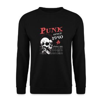 Punk depuis 1940, Punks Not Dead, 84 ans et - Sweat-shirt Unisexe - noir - Devant - Alina (178cm) & Michal (187cm)