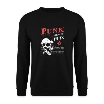 82 Jahre alt und immer noch Punk, Punks Not Dead, Punk - Unisex Pullover - Schwarz - Vorne - Alina (178cm) & Michal (187cm)