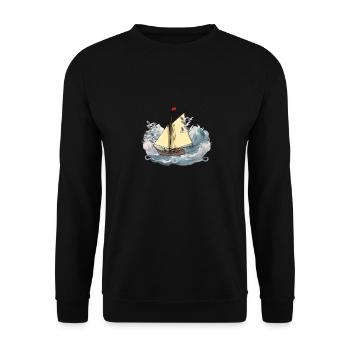 Schiff Schiffe Segelschiff Segler Yolle Käpten See - Unisex Pullover - Schwarz - Vorne - Alina (178cm) & Michal (187cm)