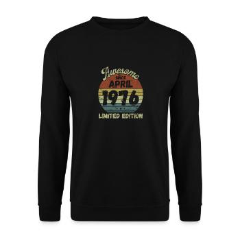 Awesome since April 1976 - Birthday - Unisex Sweatshirt - black - Front - Alina (178cm) & Michal (187cm)