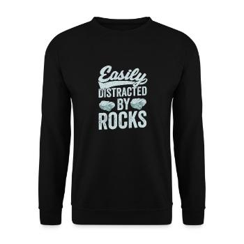 Easily Distracted By Rocks Geology Geologist - Unisex Pullover - Schwarz - Vorne - Alina (178cm) & Michal (187cm)