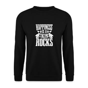 Le bonheur est une boîte pleine de roches Géologue géologue - Sweat-shirt Unisexe - noir - Devant - Alina (178cm) & Michal (187cm)