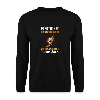 Elektriker: Härter als der Rest Stärke und Stolz - Unisex Pullover - Schwarz - Vorne - Alina (178cm) & Michal (187cm)