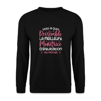 La Meilleure Monitrice D'équitation Au Monde - Sweat-shirt Unisexe - noir - Devant - Alina (178cm) & Michal (187cm)
