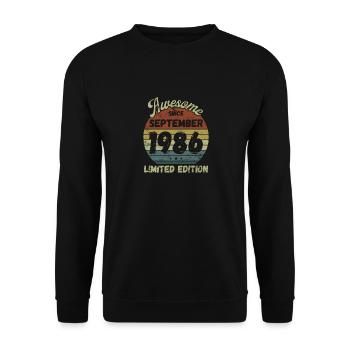 Awesome since September 1986 - Geburtstag - Unisex Pullover - Schwarz - Vorne - Alina (178cm) & Michal (187cm)