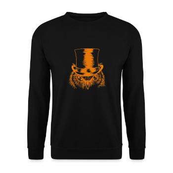 Owl With Top Hat Funny Nocturnal Predator Bird - Unisex Sweatshirt - black - Front - Alina (178cm) & Michal (187cm)