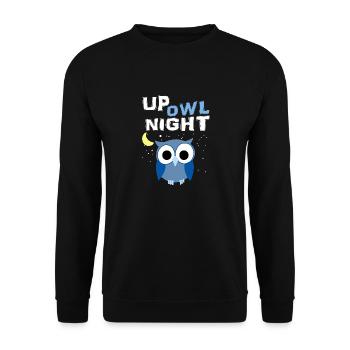 Up Owl Night Owl Moon Nocturnal Bird Lover Funny - Unisex Sweatshirt - black - Front - Alina (178cm) & Michal (187cm)