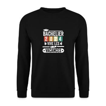 Cadeau Bachelier Bac 2024 vive les vacances - Sweat-shirt Unisexe - noir - Devant - Alina (178cm) & Michal (187cm)
