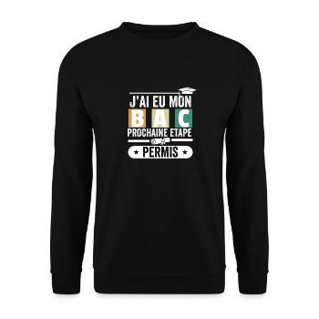 Cadeau Baccalauréat Bachelier Bachelière Bac 2024 - Sweat-shirt Unisexe - noir - Devant - Alina (178cm) & Michal (187cm)