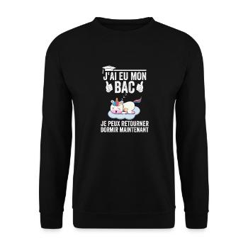 baccalauréat 2024 cadeau félicitation bac licorne - Sweat-shirt Unisexe - noir - Devant - Alina (178cm) & Michal (187cm)