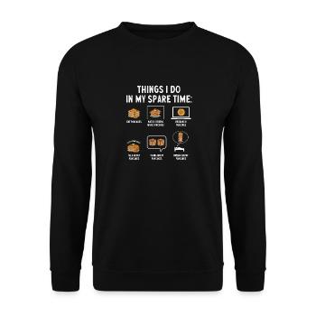 Pancake Frühstück Pfannkuchen - Unisex Pullover - Schwarz - Vorne - Alina (178cm) & Michal (187cm)