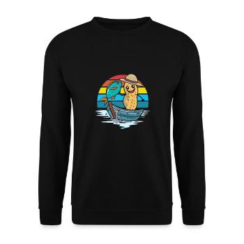 Peanut Rainbow Boat Fish Fish Fisher Nut - Unisex Sweatshirt - black - Front - Alina (178cm) & Michal (187cm)