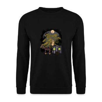 Mittelater Reise Erdnuss mystisch Kutsche Pferd - Unisex Pullover - Schwarz - Vorne - Alina (178cm) & Michal (187cm)