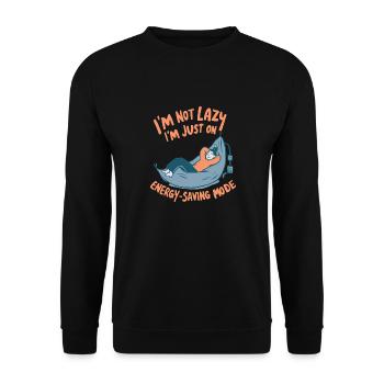 I'M NOT LAZY I'M JUST, ON ENERGY SAVING MODE - Unisex Sweatshirt - black - Front - Alina (178cm) & Michal (187cm)