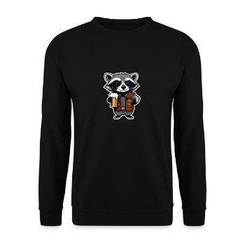 Waschbär mit Bier Lecker Bierchen Bier Meme - Unisex Pullover - Schwarz - Vorne - Alina (178cm) & Michal (187cm)