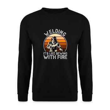 Schweißer Sagt Lustiges Schweißen Boilermaker Schweißer - Unisex Pullover - Schwarz - Vorne - Alina (178cm) & Michal (187cm)