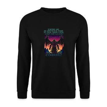 Herr & Erlöser Cthulhu Kult Lovecraft Necronomicon - Unisex Pullover - Schwarz - Vorne - Alina (178cm) & Michal (187cm)