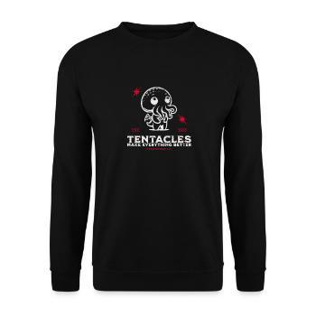 Tantakel Süßer Cthulhu Kult Lovecraft Necronomicon - Unisex Pullover - Schwarz - Vorne - Alina (178cm) & Michal (187cm)