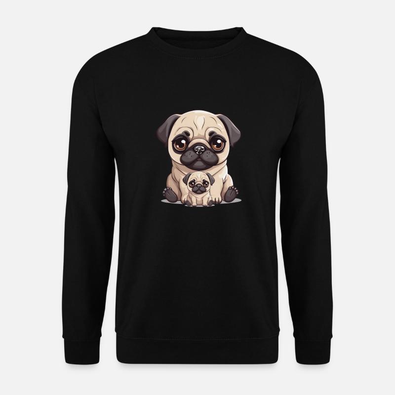 Mops Hund Hunde Mama Kind Baby Hunde - Unisex Pullover - Schwarz