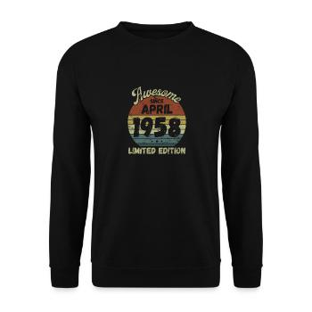 Awesome since April 1958 - Birthday - Unisex Sweatshirt - black - Front - Alina (178cm) & Michal (187cm)