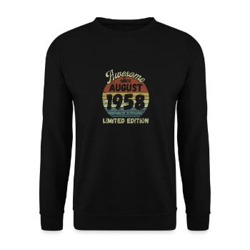 Awesome since August 1958 - Geburtstag - Unisex Pullover - Schwarz - Vorne - Alina (178cm) & Michal (187cm)