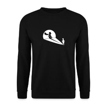 Schattenfigur Superheld Projektion - Unisex Pullover - Schwarz - Vorne - Alina (178cm) & Michal (187cm)