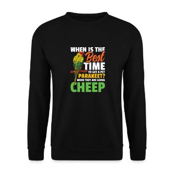 When Is The Best Time To Get A Pet Parakeet - Unisex Pullover - Schwarz - Vorne - Alina (178cm) & Michal (187cm)