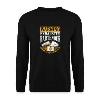 Bartender Mixologist Warning - Unisex Pullover - Schwarz - Vorne - Alina (178cm) & Michal (187cm)