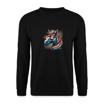Funny Horse Clothing – Stylish Fashion for - Unisex Sweatshirt - black - Front - Alina (178cm) & Michal (187cm)