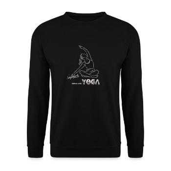 YOGA, Woman Silhouette, Namaste Font - Unisex Sweatshirt - black - Front - Alina (178cm) & Michal (187cm)