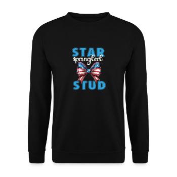 Star Spangled Stud - Patriotic Look with - Unisex Sweatshirt - black - Front - Alina (178cm) & Michal (187cm)